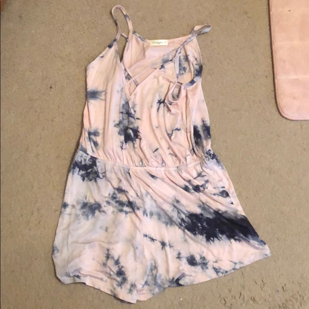Pink and Black tie dye romper